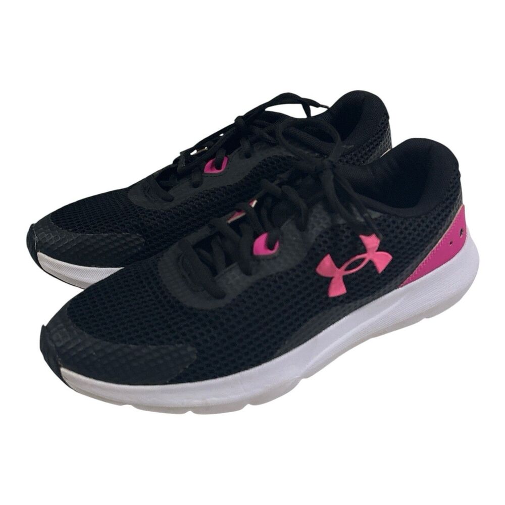 Under Armour Surge 3 Running Shoes Sneakers Women’s Size 10 Black/Pink Athletic
